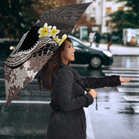 Brown and Black Hawaii Shark Tattoo Umbrella Puakenikeni Lei Plumeria Polynesian Pattern LT14 - Polynesian Pride