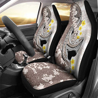 Brown and White Hawaii Shark Tattoo Car Seat Cover Puakenikeni Lei Plumeria Polynesian Pattern - Polynesian Pride