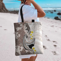 Brown and White Hawaii Shark Tattoo Tote Bag Puakenikeni Lei Plumeria Polynesian Pattern LT14 - Polynesian Pride