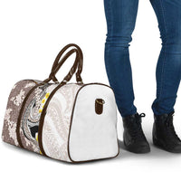 Brown and White Hawaii Shark Tattoo Travel Bag Puakenikeni Lei Plumeria Polynesian Pattern LT14 - Polynesian Pride