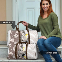 Brown and White Hawaii Shark Tattoo Travel Bag Puakenikeni Lei Plumeria Polynesian Pattern LT14 - Polynesian Pride