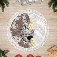 Brown and White Hawaii Shark Tattoo Tree Skirt Puakenikeni Lei Plumeria Polynesian Pattern - Polynesian Pride