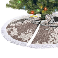 Brown and White Hawaii Shark Tattoo Tree Skirt Puakenikeni Lei Plumeria Polynesian Pattern - Polynesian Pride