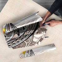 Brown and White Hawaii Shark Tattoo Umbrella Puakenikeni Lei Plumeria Polynesian Pattern LT14 - Polynesian Pride