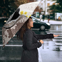 Brown and White Hawaii Shark Tattoo Umbrella Puakenikeni Lei Plumeria Polynesian Pattern LT14 - Polynesian Pride