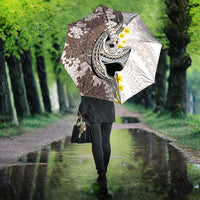 Brown and White Hawaii Shark Tattoo Umbrella Puakenikeni Lei Plumeria Polynesian Pattern LT14 - Polynesian Pride