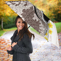 Brown and White Hawaii Shark Tattoo Umbrella Puakenikeni Lei Plumeria Polynesian Pattern LT14 - Polynesian Pride