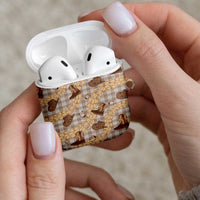 Khaki Palaka Hawaii Cowboy AirPods Case Puakenikeni Lei Paniolo Papale Seamless Vibes LT14 - Polynesian Pride