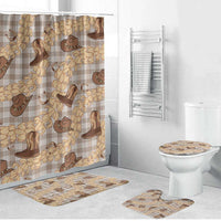Khaki Palaka Hawaii Cowboy Bathroom Set Puakenikeni Lei Paniolo Papale Seamless Vibes - Polynesian Pride