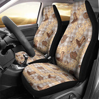 Khaki Palaka Hawaii Cowboy Car Seat Cover Puakenikeni Lei Paniolo Papale Seamless Vibes - Polynesian Pride