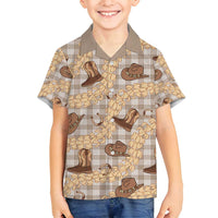 Khaki Palaka Hawaii Cowboy Family Matching Puletasi and Hawaiian Shirt Puakenikeni Lei Paniolo Papale Seamless Vibes - Polynesian Pride