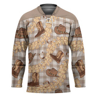 Khaki Palaka Hawaii Cowboy Hockey Jersey Puakenikeni Lei Paniolo Papale Seamless Vibes LT14 Unisex Khaki - Polynesian Pride