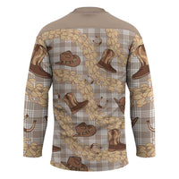 Khaki Palaka Hawaii Cowboy Hockey Jersey Puakenikeni Lei Paniolo Papale Seamless Vibes LT14 - Polynesian Pride
