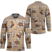 Khaki Palaka Hawaii Cowboy Hockey Jersey Puakenikeni Lei Paniolo Papale Seamless Vibes LT14 - Polynesian Pride