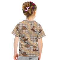 Khaki Palaka Hawaii Cowboy Kid T Shirt Puakenikeni Lei Paniolo Papale Seamless Vibes - Polynesian Pride
