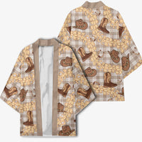 Khaki Palaka Hawaii Cowboy Kimono Puakenikeni Lei Paniolo Papale Seamless Vibes - Polynesian Pride
