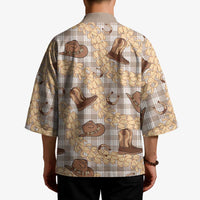 Khaki Palaka Hawaii Cowboy Kimono Puakenikeni Lei Paniolo Papale Seamless Vibes - Polynesian Pride