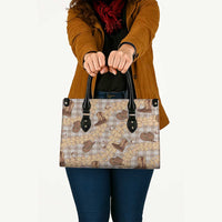 Khaki Palaka Hawaii Cowboy Leather Bag Puakenikeni Lei Paniolo Papale Seamless Vibes - Polynesian Pride