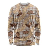 Khaki Palaka Hawaii Cowboy Long Sleeve Shirt Puakenikeni Lei Paniolo Papale Seamless Vibes - Polynesian Pride