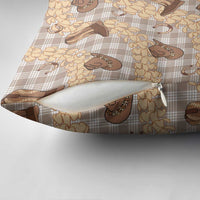 Khaki Palaka Hawaii Cowboy Pillow Cover Puakenikeni Lei Paniolo Papale Seamless Vibes LT14 - Polynesian Pride