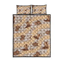 Khaki Palaka Hawaii Cowboy Quilt Bed Set Puakenikeni Lei Paniolo Papale Seamless Vibes - Polynesian Pride