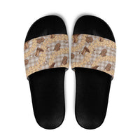 Khaki Palaka Hawaii Cowboy Slide Sandals Puakenikeni Lei Paniolo Papale Seamless Vibes - Polynesian Pride