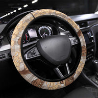 Khaki Palaka Hawaii Cowboy Steering Wheel Cover Puakenikeni Lei Paniolo Papale Seamless Vibes - Polynesian Pride