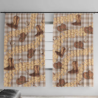 Khaki Palaka Hawaii Cowboy Window Curtain Puakenikeni Lei Paniolo Papale Seamless Vibes - Polynesian Pride