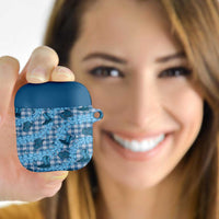 Cyan Palaka Hawaii Cowboy AirPods Case Puakenikeni Lei Paniolo Papale Seamless Vibes LT14 Cyan - Polynesian Pride