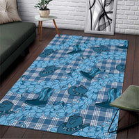 Cyan Palaka Hawaii Cowboy Area Rug Puakenikeni Lei Paniolo Papale Seamless Vibes - Polynesian Pride