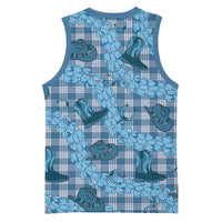 Cyan Palaka Hawaii Cowboy Basketball Jersey Puakenikeni Lei Paniolo Papale Seamless Vibes - Polynesian Pride