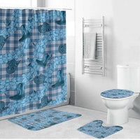 Cyan Palaka Hawaii Cowboy Bathroom Set Puakenikeni Lei Paniolo Papale Seamless Vibes - Polynesian Pride