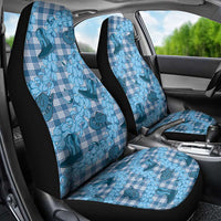 Cyan Palaka Hawaii Cowboy Car Seat Cover Puakenikeni Lei Paniolo Papale Seamless Vibes - Polynesian Pride