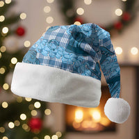 Cyan Palaka Hawaii Cowboy Christmas Santa Hat Puakenikeni Lei Paniolo Papale Seamless Vibes - Polynesian Pride