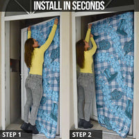 Cyan Palaka Hawaii Cowboy Door Cover Puakenikeni Lei Paniolo Papale Seamless Vibes - Polynesian Pride