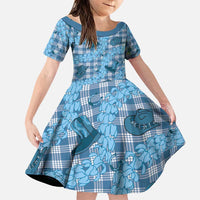 Cyan Palaka Hawaii Cowboy Family Matching Puletasi and Hawaiian Shirt Puakenikeni Lei Paniolo Papale Seamless Vibes - Polynesian Pride