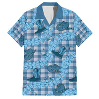 Cyan Palaka Hawaii Cowboy Hawaiian Shirt Puakenikeni Lei Paniolo Papale Seamless Vibes - Polynesian Pride