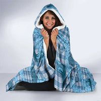 Cyan Palaka Hawaii Cowboy Hooded Blanket Puakenikeni Lei Paniolo Papale Seamless Vibes - Polynesian Pride
