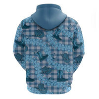 Cyan Palaka Hawaii Cowboy Hoodie Puakenikeni Lei Paniolo Papale Seamless Vibes - Polynesian Pride