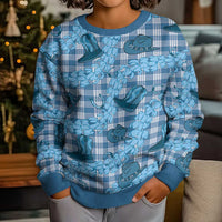Cyan Palaka Hawaii Cowboy Kid Ugly Christmas Sweater Puakenikeni Lei Paniolo Papale Seamless Vibes - Polynesian Pride