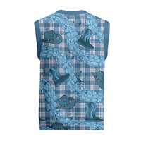 Cyan Palaka Hawaii Cowboy Christmas Knitted V-Neck Vest Puakenikeni Lei Paniolo Papale Seamless Vibes - Polynesian Pride
