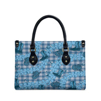 Cyan Palaka Hawaii Cowboy Leather Bag Puakenikeni Lei Paniolo Papale Seamless Vibes LT14 - Polynesian Pride