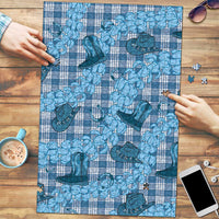 Cyan Palaka Hawaii Cowboy Puzzle Puakenikeni Lei Paniolo Papale Seamless Vibes - Polynesian Pride