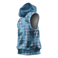 Cyan Palaka Hawaii Cowboy Sleeveless Hoodie Puakenikeni Lei Paniolo Papale Seamless Vibes - Polynesian Pride