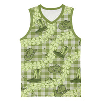 Lime Palaka Hawaii Cowboy Basketball Jersey Puakenikeni Lei Paniolo Papale Seamless Vibes - Polynesian Pride