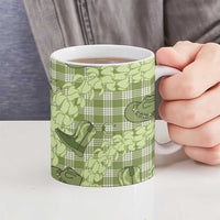 Lime Palaka Hawaii Cowboy Ceramic Mug Puakenikeni Lei Paniolo Papale Seamless Vibes - Polynesian Pride