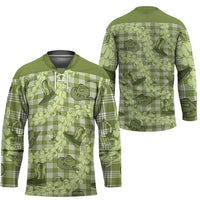 Lime Palaka Hawaii Cowboy Hockey Jersey Puakenikeni Lei Paniolo Papale Seamless Vibes LT14 - Polynesian Pride