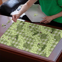 Lime Palaka Hawaii Cowboy Puzzle Puakenikeni Lei Paniolo Papale Seamless Vibes - Polynesian Pride