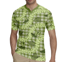 Lime Palaka Hawaii Cowboy Rugby Jersey Puakenikeni Lei Paniolo Papale Seamless Vibes - Polynesian Pride