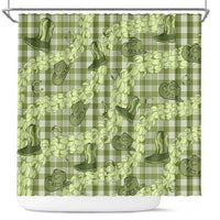 Lime Palaka Hawaii Cowboy Shower Curtain Puakenikeni Lei Paniolo Papale Seamless Vibes - Polynesian Pride